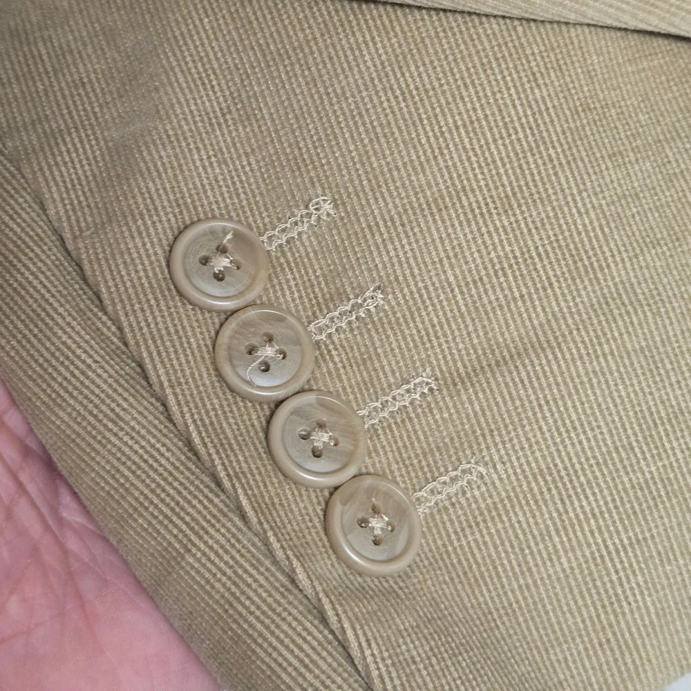 Madison Corduroy Blazer Sport Coat Tan Men's 44R Two Button 100% Cotton Jacket